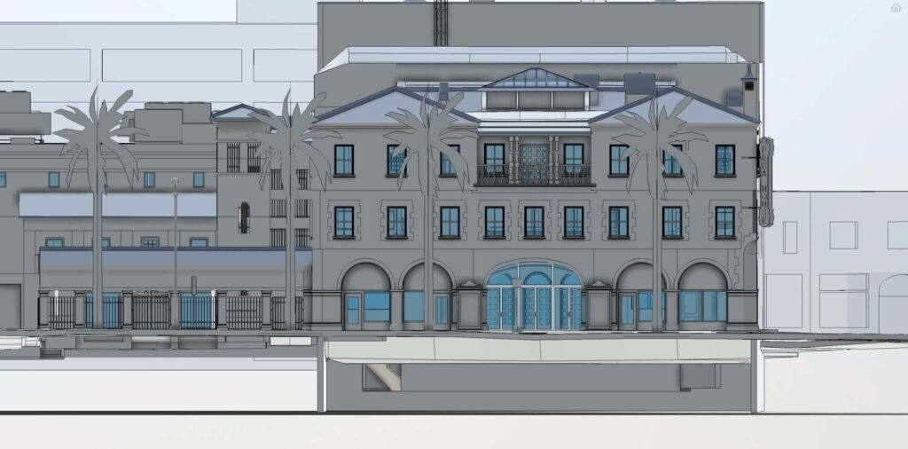 BIM elevation of a Mediterranean-style building