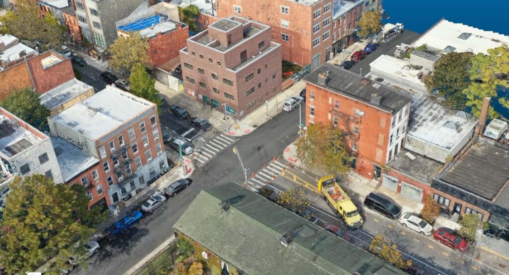 Oblique aerial of a city intersection