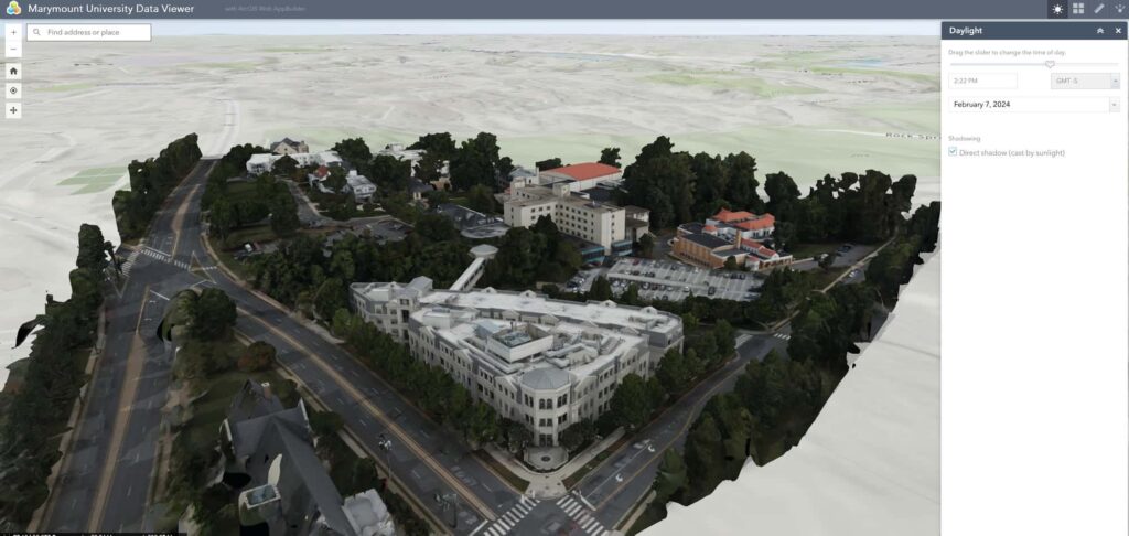 Marymount photogrammetry mesh in a GIS viewer