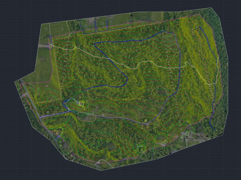 Terrain surface in CAD, dark background